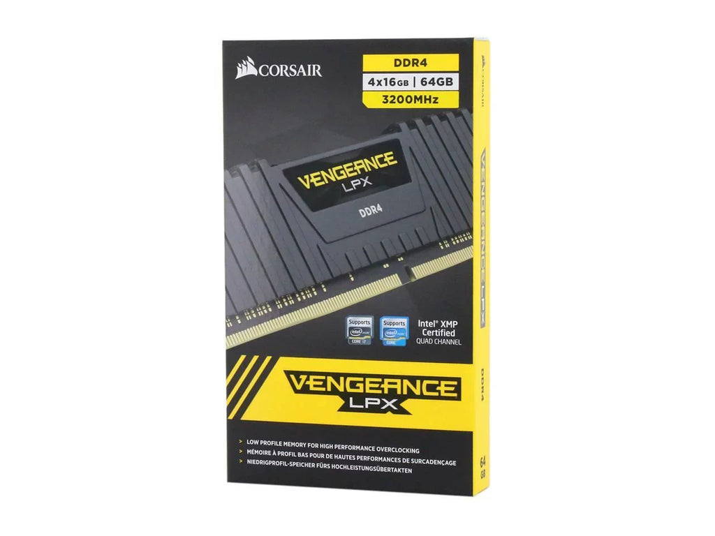 CORSAIR Vengeance LPX 64GB (4 x 16GB) 288-Pin PC RAM DDR4 3200 (PC4 25600) Desktop Memory Model CMK64GX4M4E3200C16