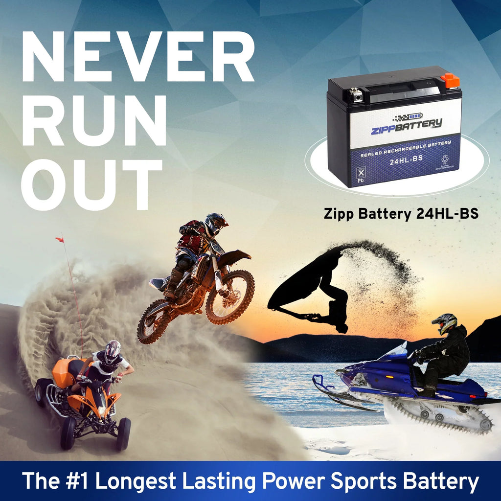 Zipp Battery YTX24HL-BS (24HL-BS 12 Volt,21 Ah, 260 CCA) Motorcycle Battery for Kawasaki 1200cc Zg1200 Voyager Xii 1995