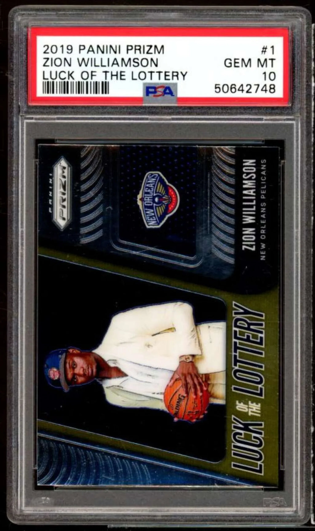 Zion Williamson Rookie Card 2019-20 Panini Prizm Luck Of The Lottery #1 PSA 10