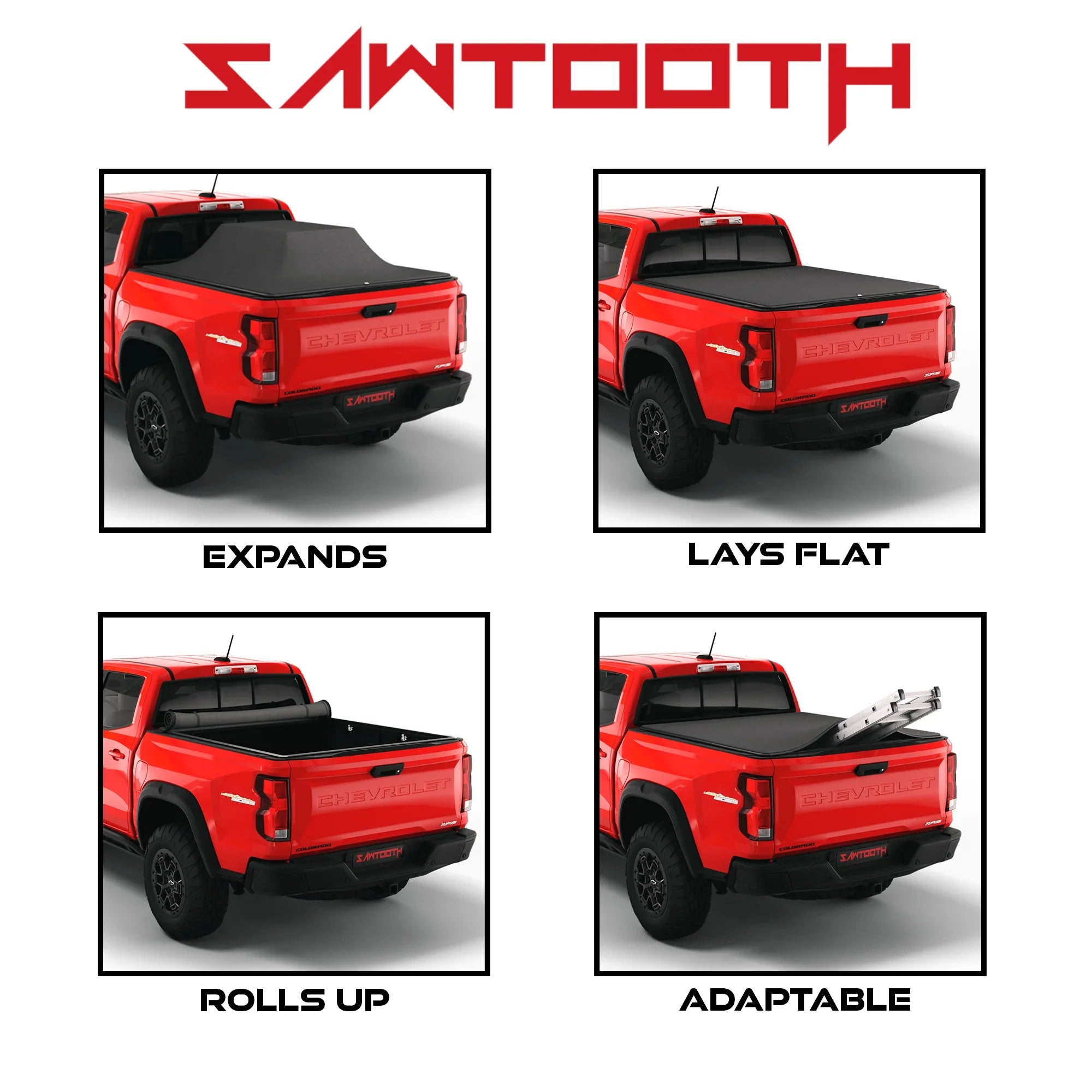 Sawtooth Expandable Tonneau Cover | Compatible with 2019-Present Ram 1500, 2500, 3500 | 5'-7" Bed