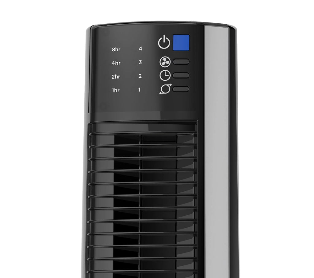 Lasko 38" 4-Speed Hybrid Tower Fan with Timer, Remote Control, Black/Silver, T38415, New