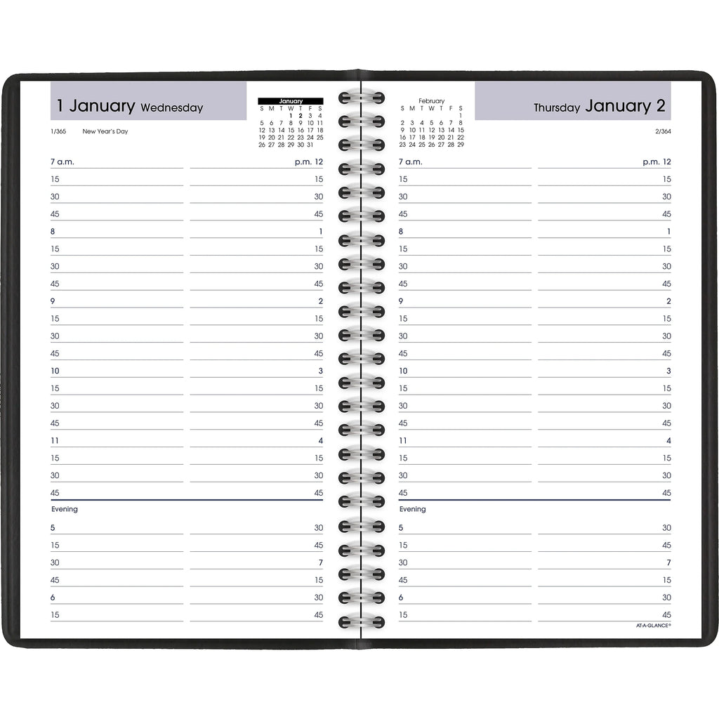 AT-A-GLANCE® DayMinder® Daily Appointment Book/Planner, 5-1/2" x 8-1/2", Black, January To December 2020, G10000