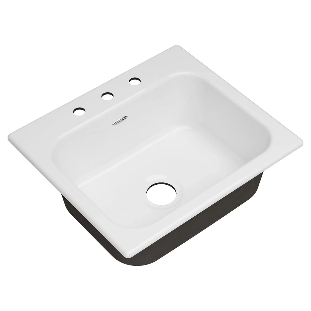American Standard Quince Drop-in Cast Iron 25 in. 3-Hole Single Bowl Kitchen Sink in Brilliant White