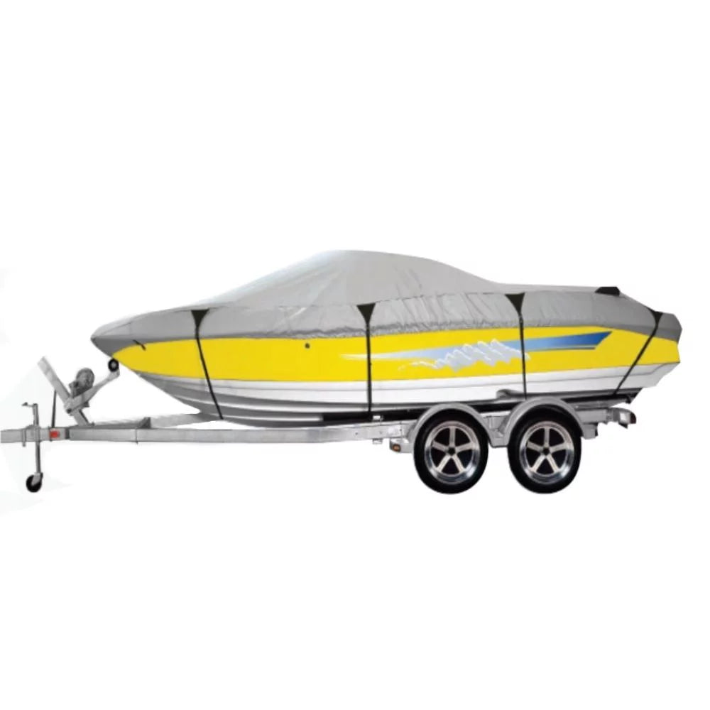 Premium 600 Denier Boat Cover Heavy Duty Protection for Trailer Travel & Storage for Bass Boats (Pro Style), Fish & Ski Boats Size 16ft to 18.5ft