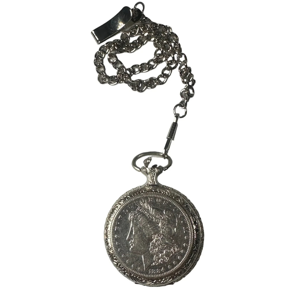 American Coin Treasures 1800's Morgan Silver Dollar Pocket Watch