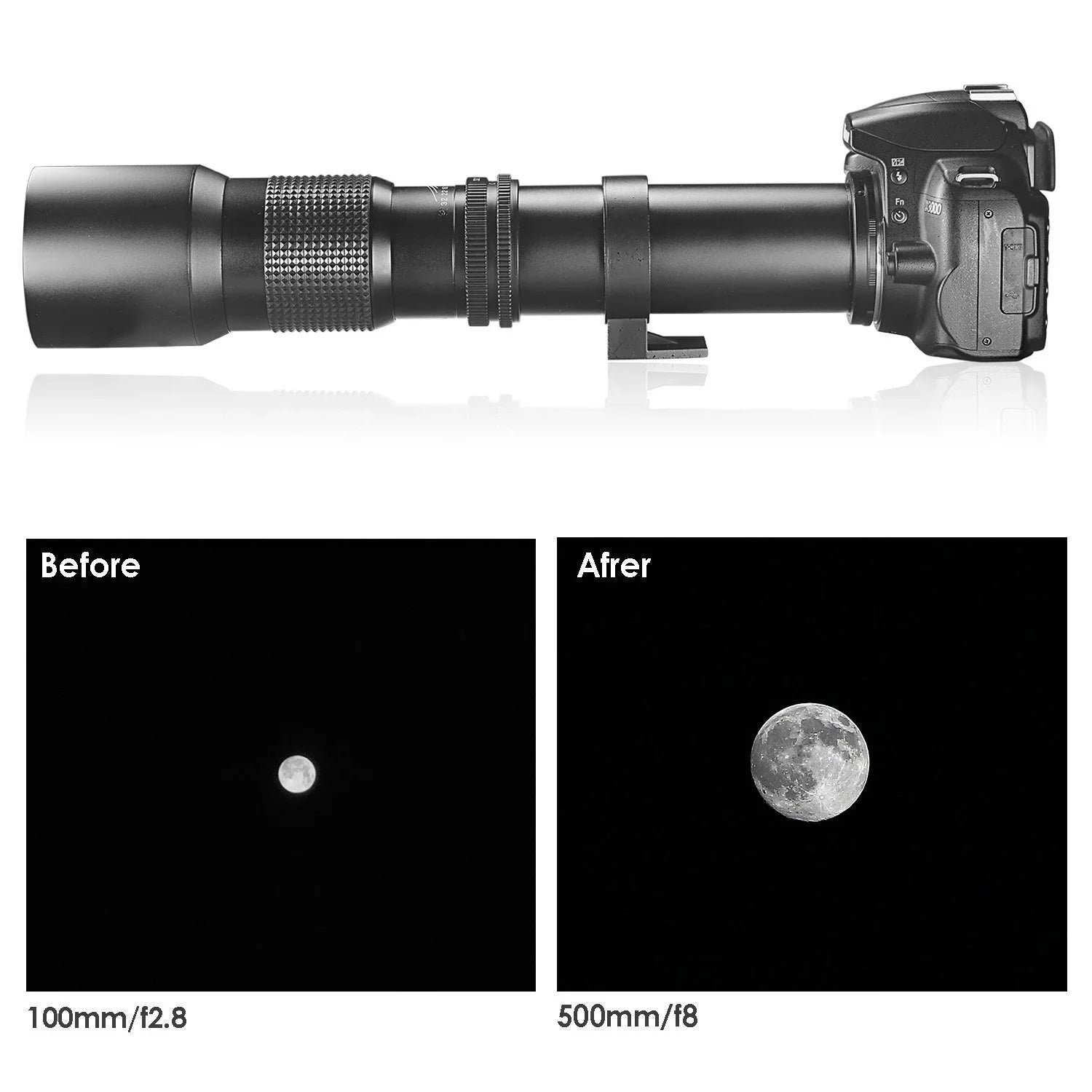 Ultimaxx 500mm/1000mm f/8 Multi-Coated Preset Telephoto Lens Includes Ultimaxx 2.0X Tele-Converter + T-Mount Adapter for Canon EF Mount & Microfiber Cleaning Cloth - Compatible with SLR/DSLR Cameras