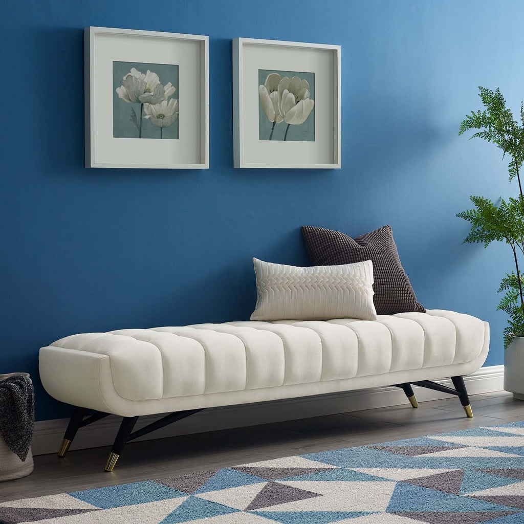 Modway Adept Performance Velvet Bench in Ivory
