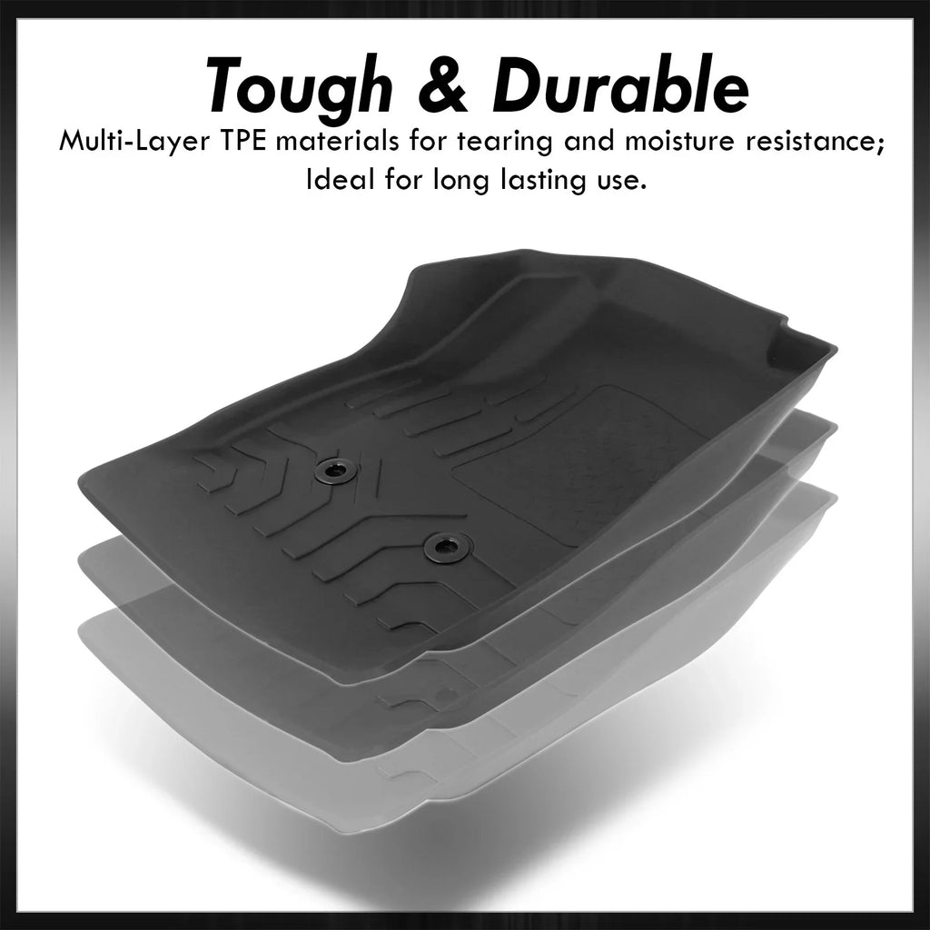 AJP Distributors All Weather Season Proof Rubber Floor Mats Front Rear Set Compatible/Replacement For Chevy Colorado GMC Canyon Crew Cab 2015 2016 2017 2018 2019 2020 2021 2022 15 16 17 18 19 20 21 22