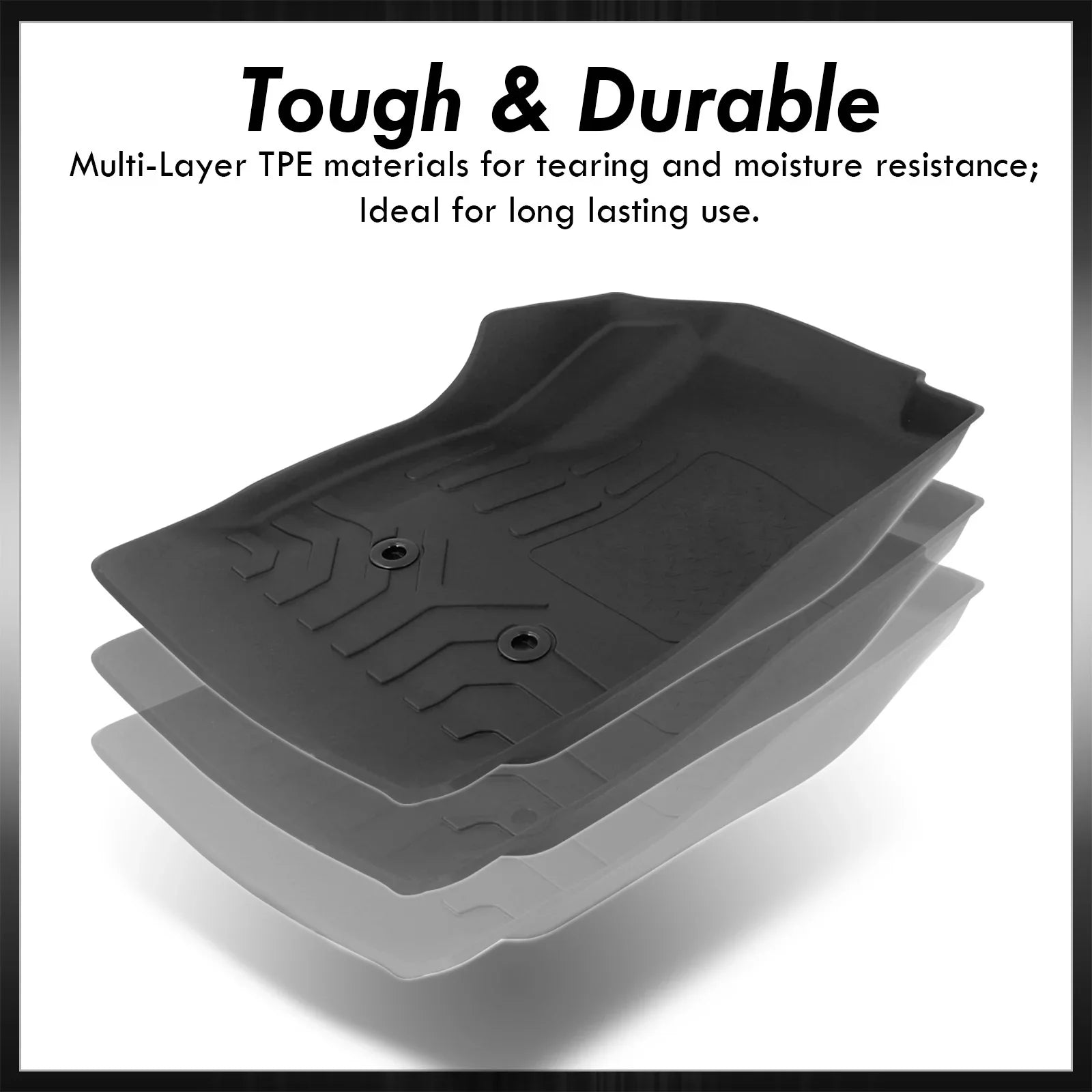 AJP Distributors All Weather Season Proof Rubber Floor Mats Front Rear Set Compatible/Replacement For Chevy Colorado GMC Canyon Crew Cab 2015 2016 2017 2018 2019 2020 2021 2022 15 16 17 18 19 20 21 22