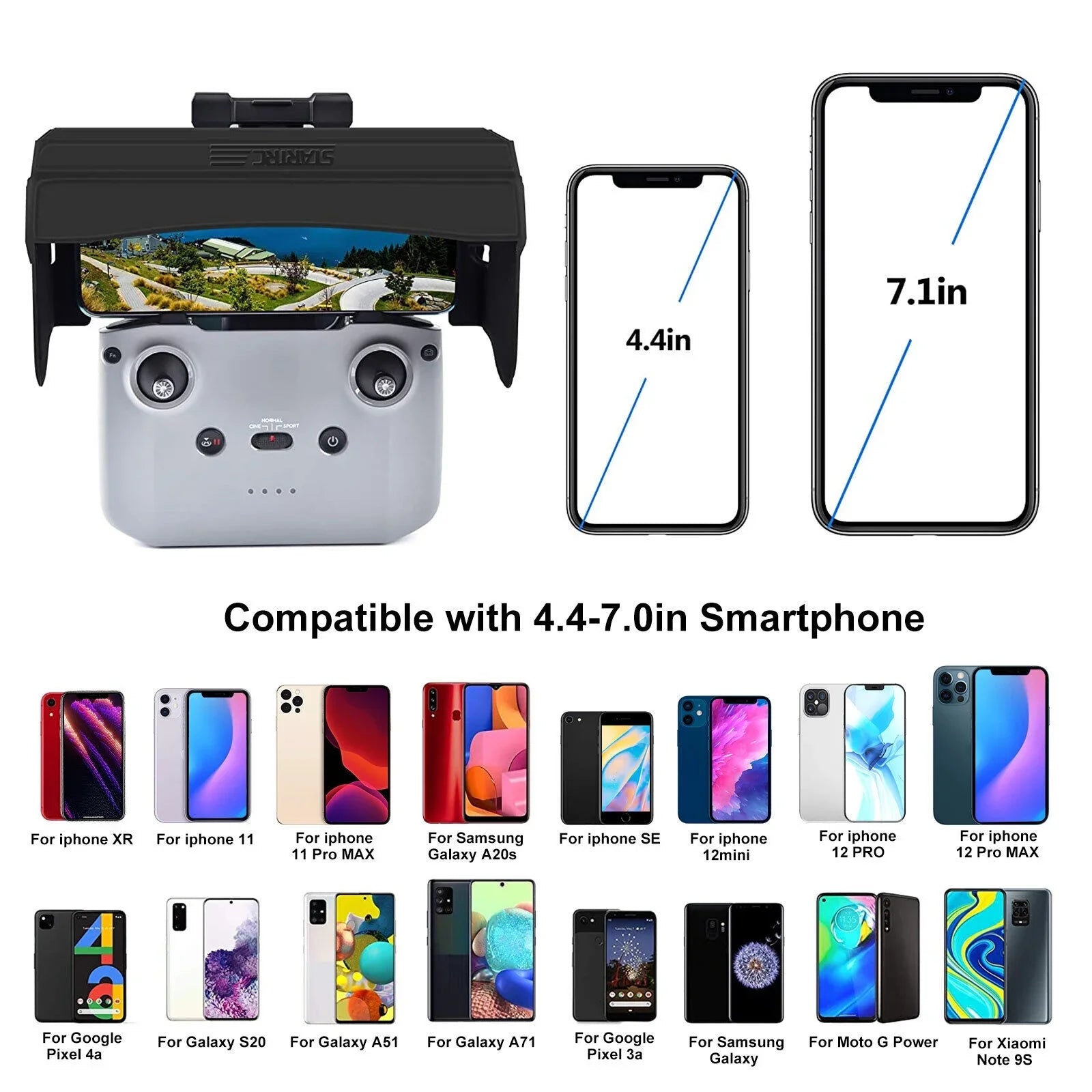 Foldable PU Phone Sun Shade Hood for DJI Mavic Mini 2 Air 2 Drone Remote Control