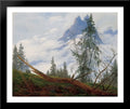 Mountain Peak with Drifting Clouds 34x28 Large Black Wood Framed Print Art by Caspar David Friedrich