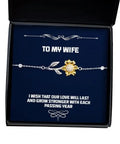 amangny Cheap Wife Gifts, I Wish That Our Love Will Last and Grow Stronger with Each, Sarcastic Holiday Sunflower Bracelet Gifts for Wife, Fancy Wife Gift Ideas, Luxury Wife Gifts, Unique Wife Gifts,