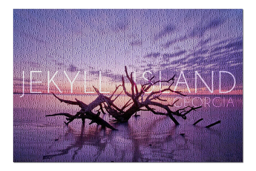 Jekyll Island, Georgia, Driftwood on Beach at Sunset (19x27 inches, Premium 500 Piece Jigsaw Puzzle for Adults and Family, Made in USA)
