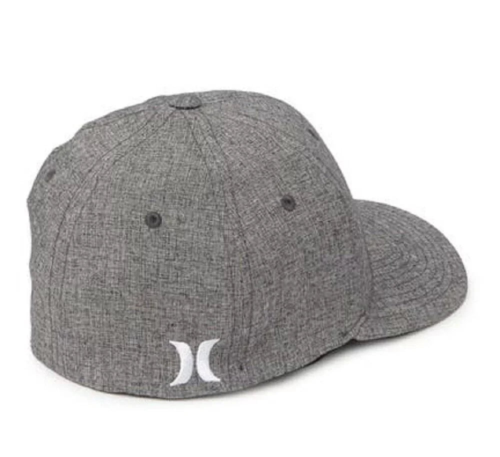 Hurley Men's Corp Textures Flex Fit Hat Cap (Small/Medium, Light Grey)