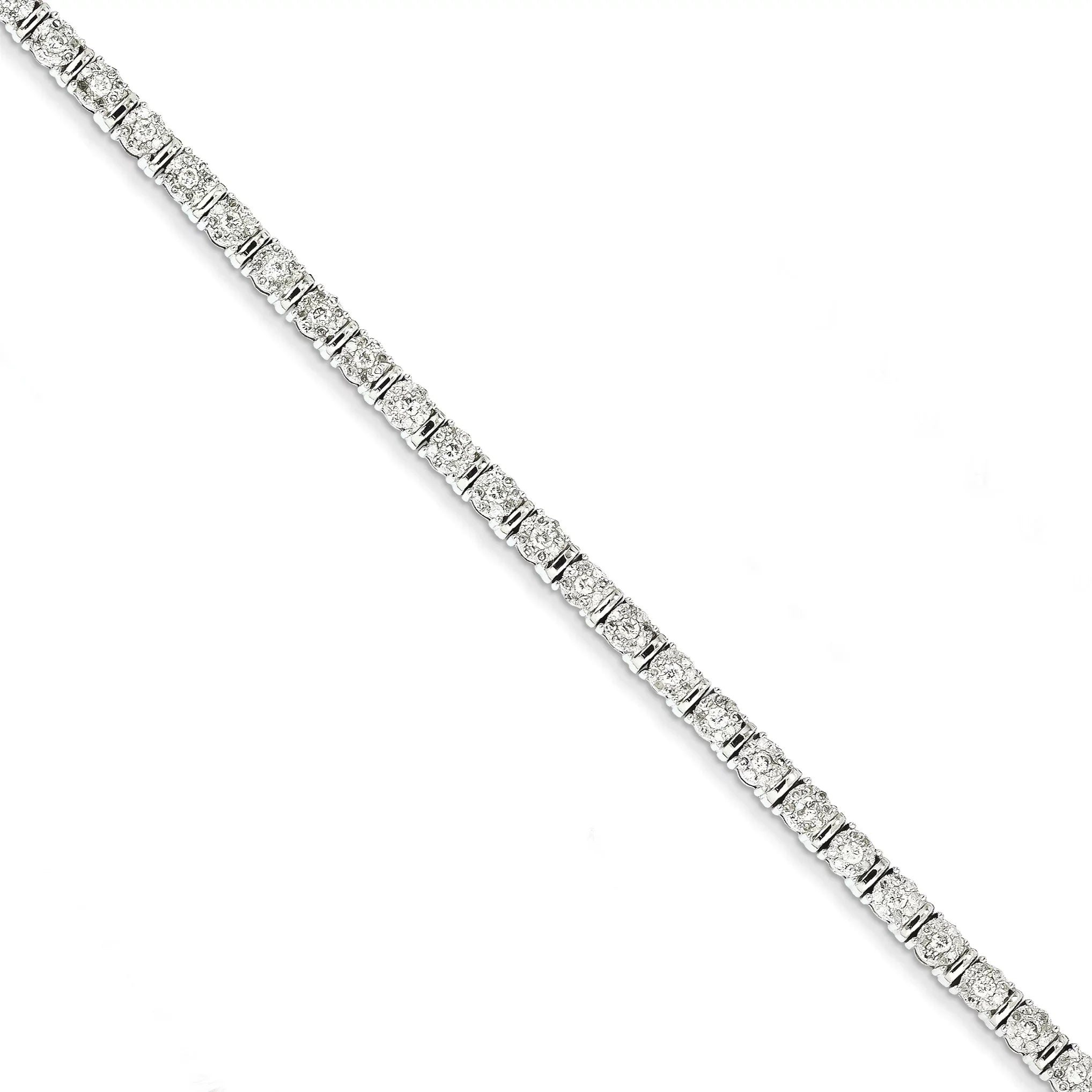 14k White Gold Diamond Tennis Bracelet. Carat Wt- 2ct