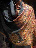 Black Red Vintage Paisley Brocade Pashmina Scarf Wrap