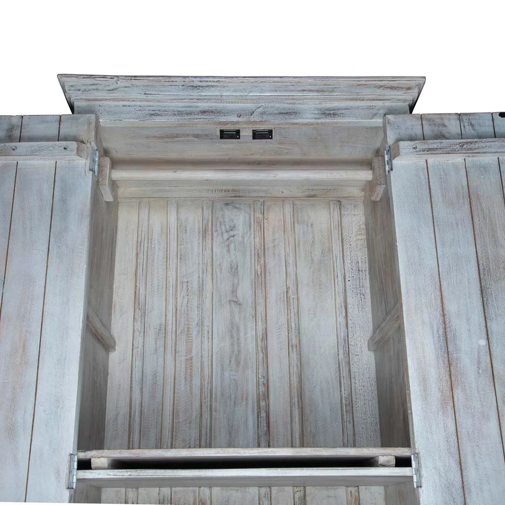 Maadze Shabby Chic White Carved Wardrobe