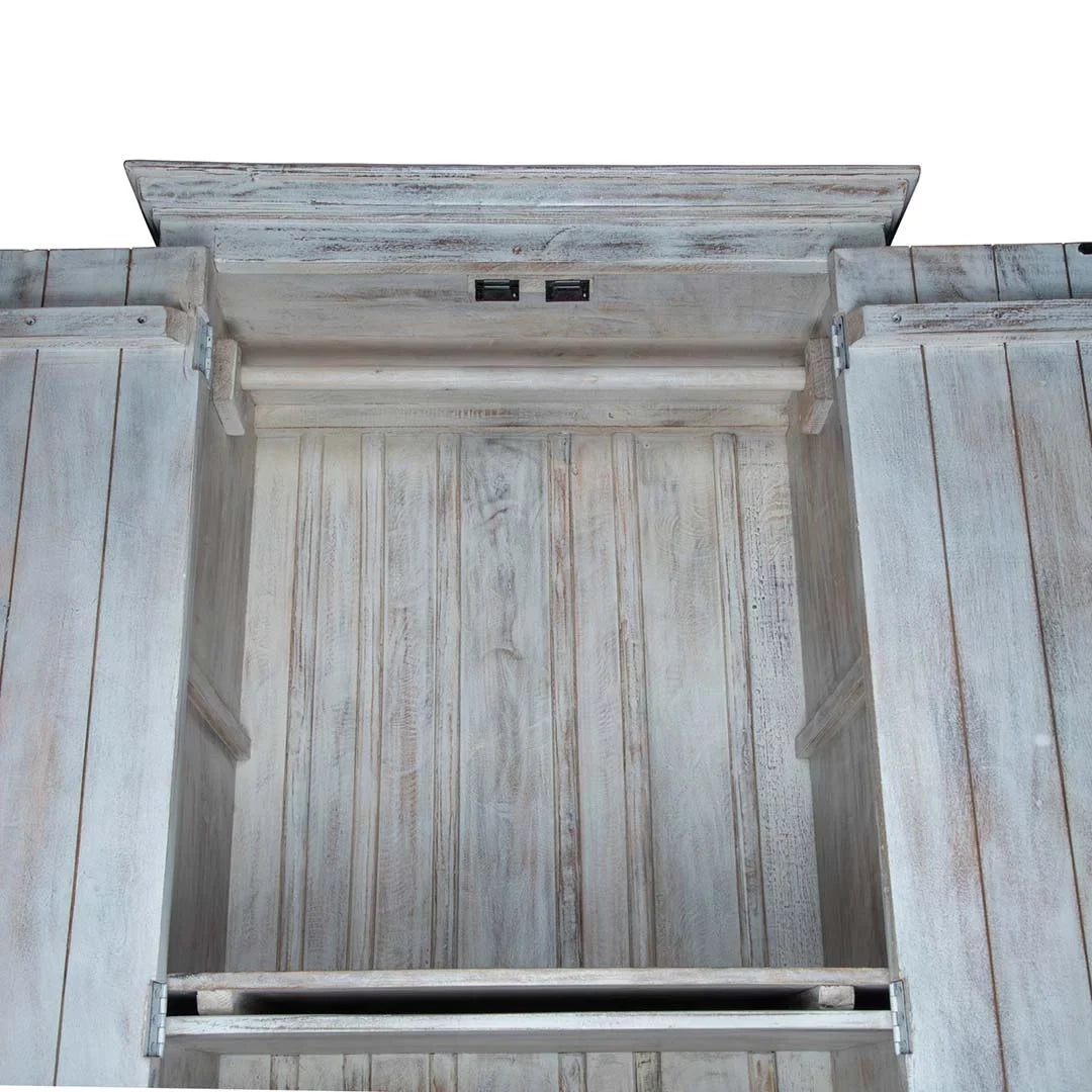 Maadze Shabby Chic White Carved Wardrobe
