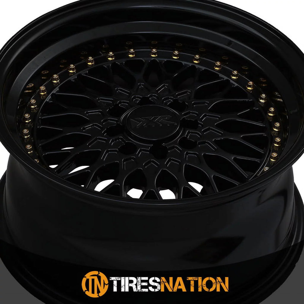 XXR 536 15x8 4x100/4x114.3 20et Black / Gold Rivets Wheel