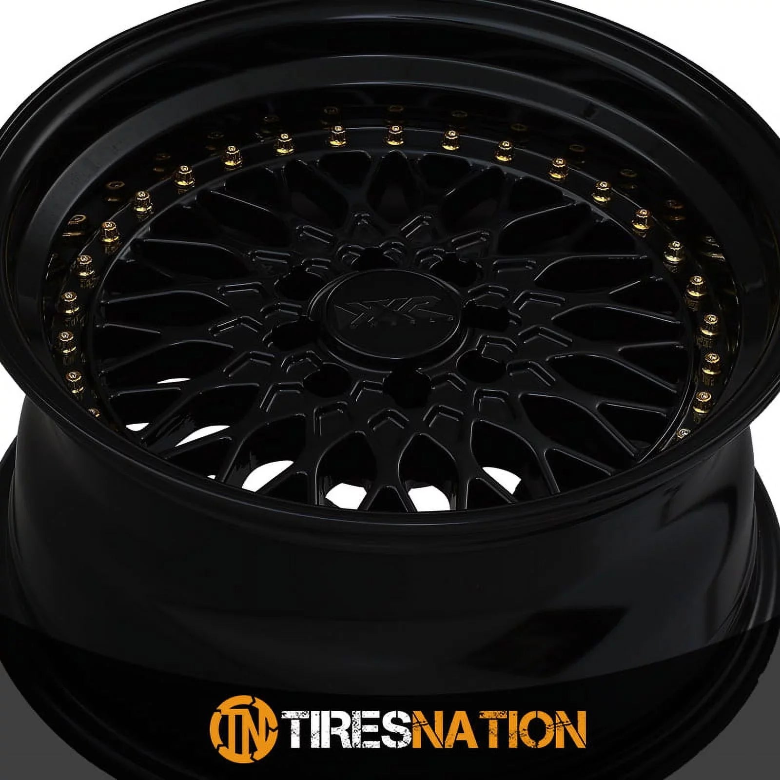 XXR 536 15x8 4x100/4x114.3 20et Black / Gold Rivets Wheel