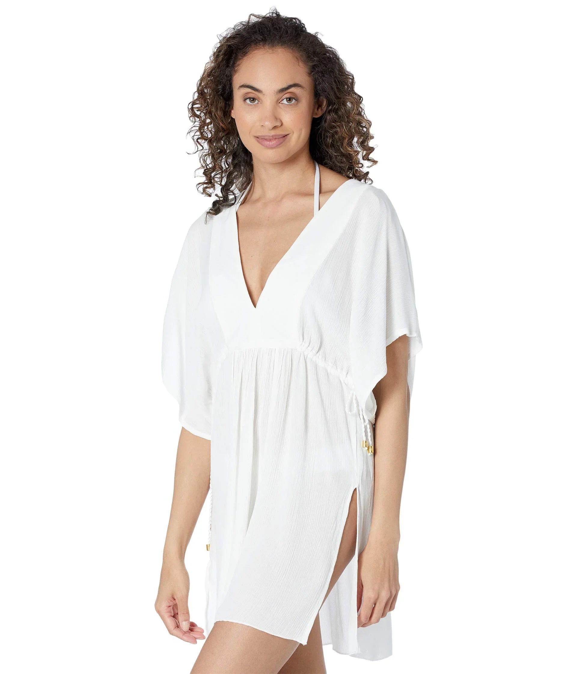Lauren by Ralph Lauren WHITE Crushed Tunic Swim Cover-Up Dress, US X-Large