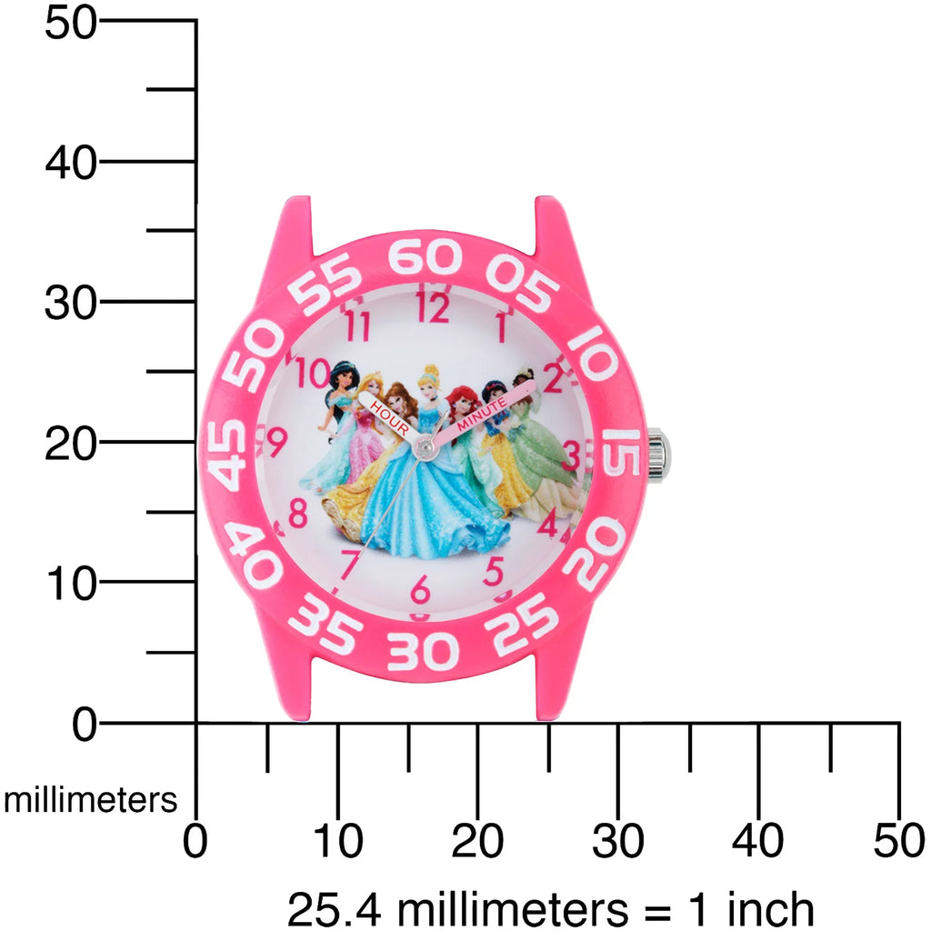 Disney Girls Princess Acrylic Pink Strap Time Teacher Watch