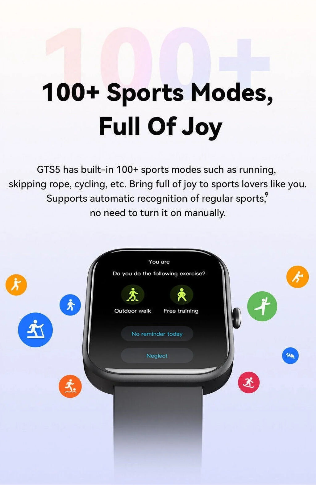 GTS5 Smart Watch Blood Pressure Fitness Tracker Women Men for Android and iOS Black
