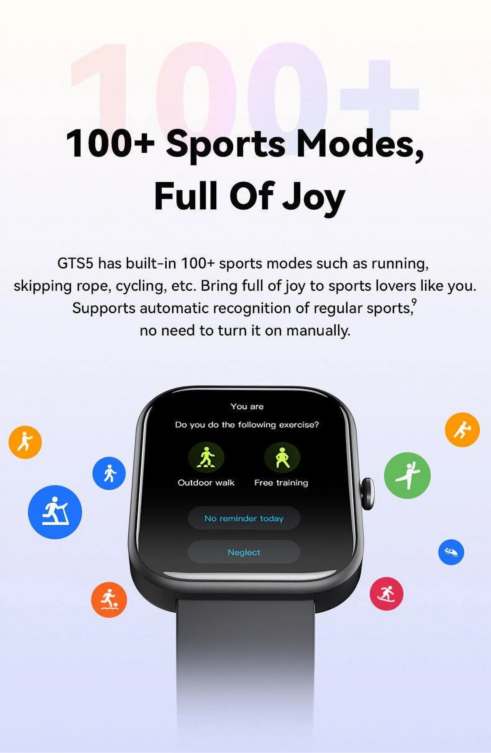 GTS5 Smart Watch Blood Pressure Fitness Tracker Women Men for Android and iOS Black