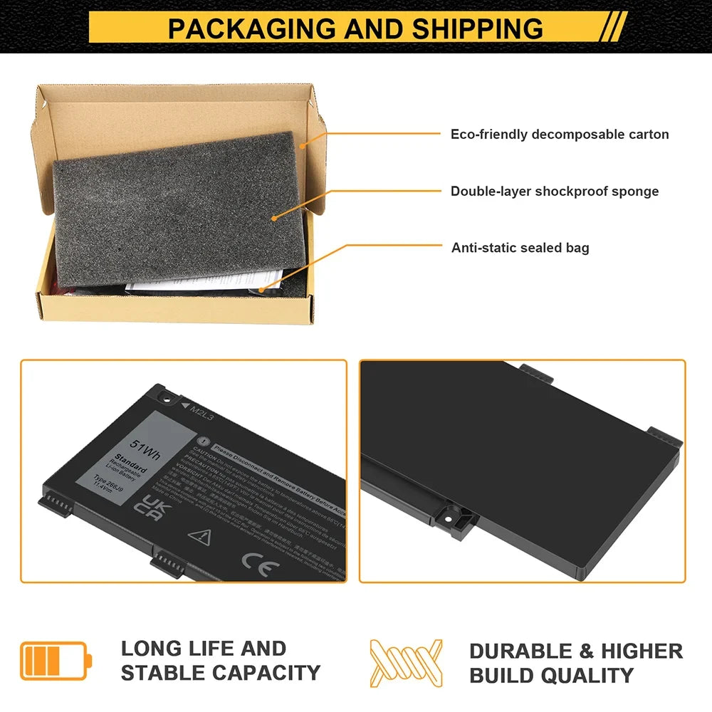 FOR DELL G3 3590 G5 5500 G5 SE 5505 11.4V 51WH 4255MAH LI-ION BATTERY 415CG