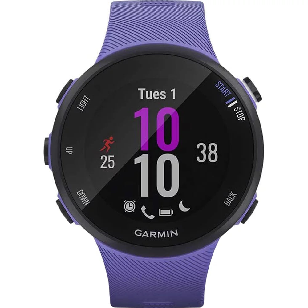 Restored Garmin 010-N2156-01 Forerunner 45S GPS Heart Rate Monitor Running Smartwatch (Iris) - Bundle With Fitness & Wellness Suite (WEYV, Yoga Vibes, Daily Burn) (Refurbished)
