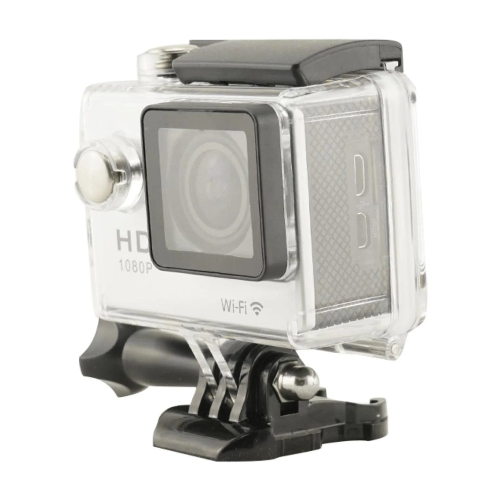 Record Every Adventure with Our Waterproof WiFi Action Camera - 1080P Video, Crystal Clear Sound, and Long-Lasting Silver Case Included