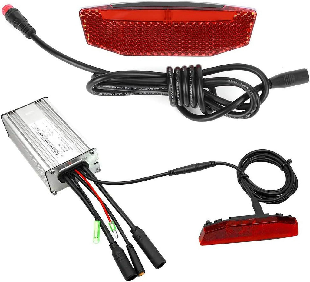 EBike Tail Light, 6V60V LED Warning Light Night Riding Tailight Equipment Waterproof Connector, Electric Bike Accessories