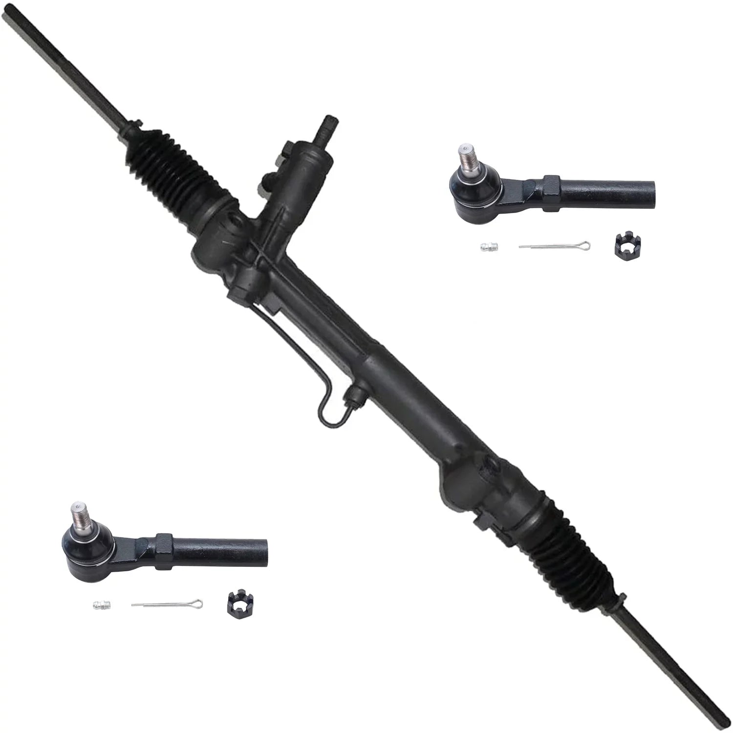 Detroit Axle - 3pc Rack and Pinion Kit for 1994-2004 Ford Mustang, 1 Power Steering Rack and Pinion Assembly 2 Outer Tie Rods1995 1996 1997 1998 1999 2000 2001 2002 2003 Replacement