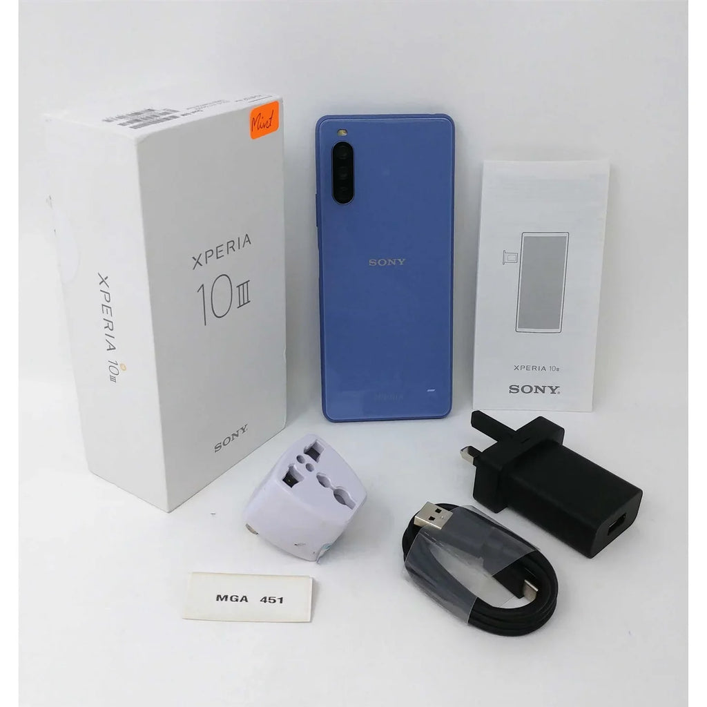 Pre-Owned Sony Xperia 10 III 5G 128GB XQ-BT52 6GB RAM GSM Factory Unlocked Smartphone - Blue (Like New)