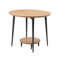 Minimalist Round Coffee Table with Two-Tier Design and Wooden Top