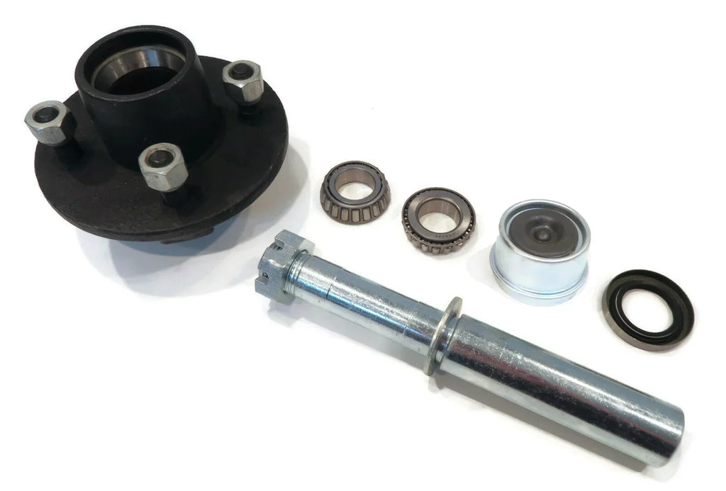 The ROP Shop | Trailer Axle Kit Assembly W/ 4 on 4" Bolt Idler Hub & 1" Round BT8 Spindle
