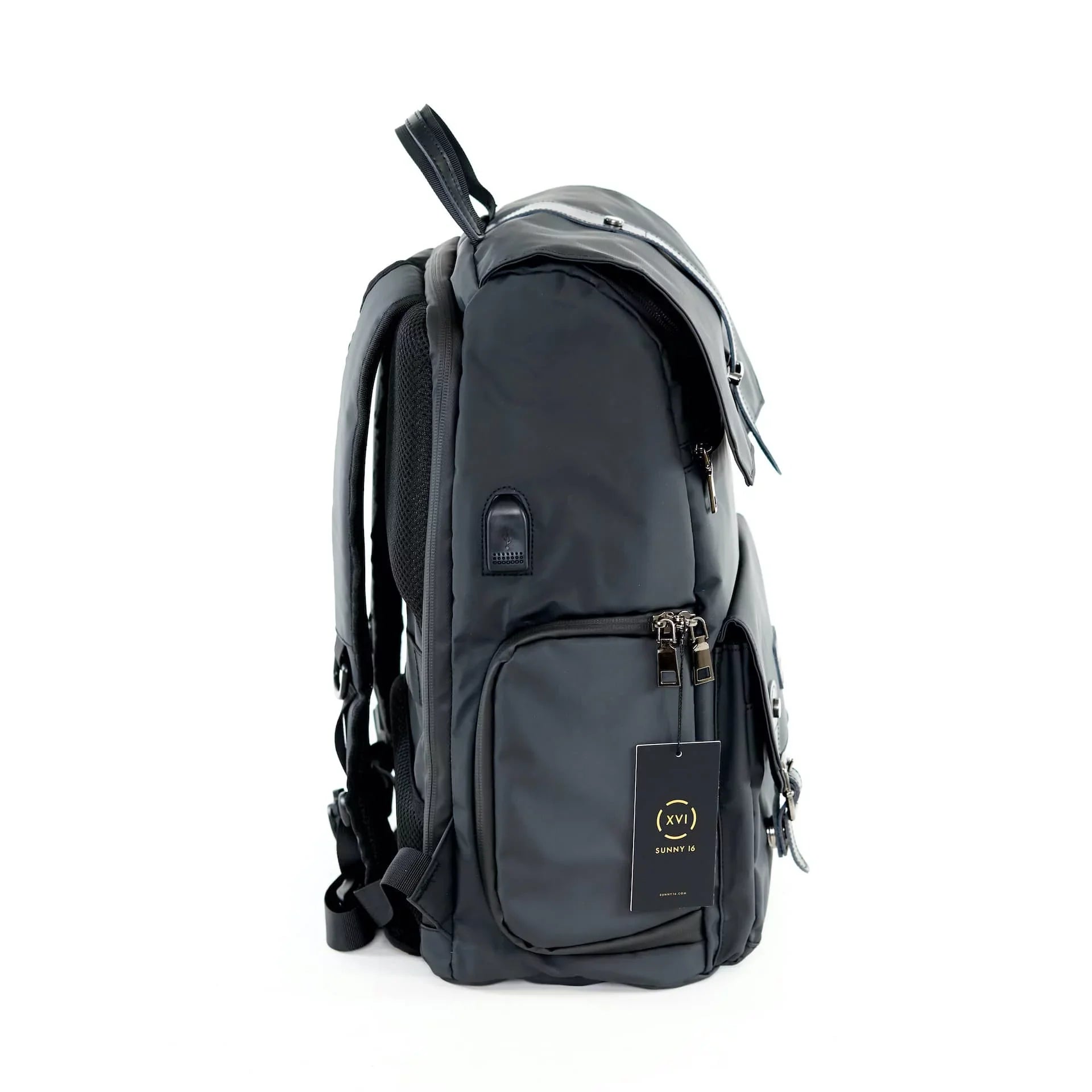 Sunny 16 Voyager Anti-Theft DSLR Digital Travel Camera Backpack Case with Adjustable Dividers and Side Access Zipper Pocket for Men Women- Works with Canon, Nikon, Sony and More (Tarpaulin, Black)