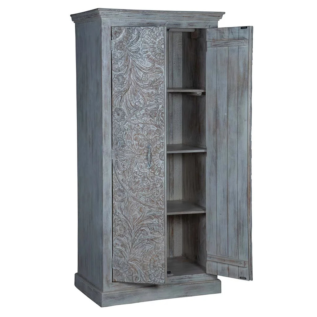 Maadze Shabby Chic White Carved Wardrobe