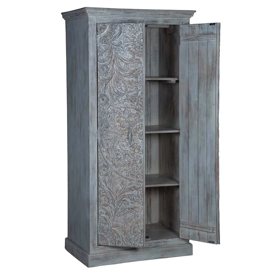 Maadze Shabby Chic White Carved Wardrobe