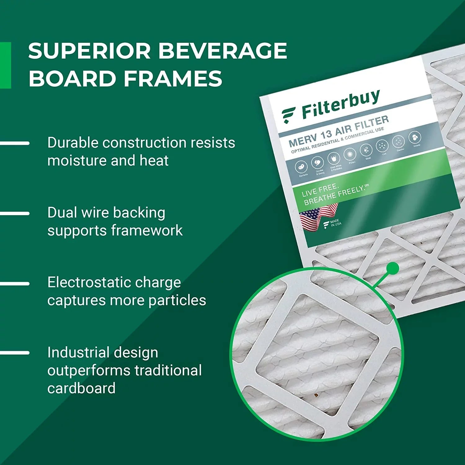 Filterbuy 20x23x1 MERV 13 Pleated HVAC AC Furnace Air Filters (1-Pack)