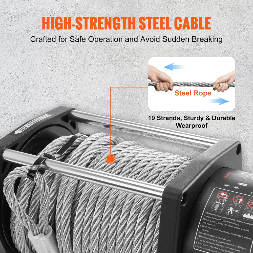 BENTISM Electric Winch, 12V 18,000 lb Load Capacity Steel Rope Winch, IP67 85ft ATV Winch with Wireless Handheld Remote