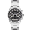 Seiko Essentials Mens Black Dial Stainless Chronograph Quartz Watch SSB397