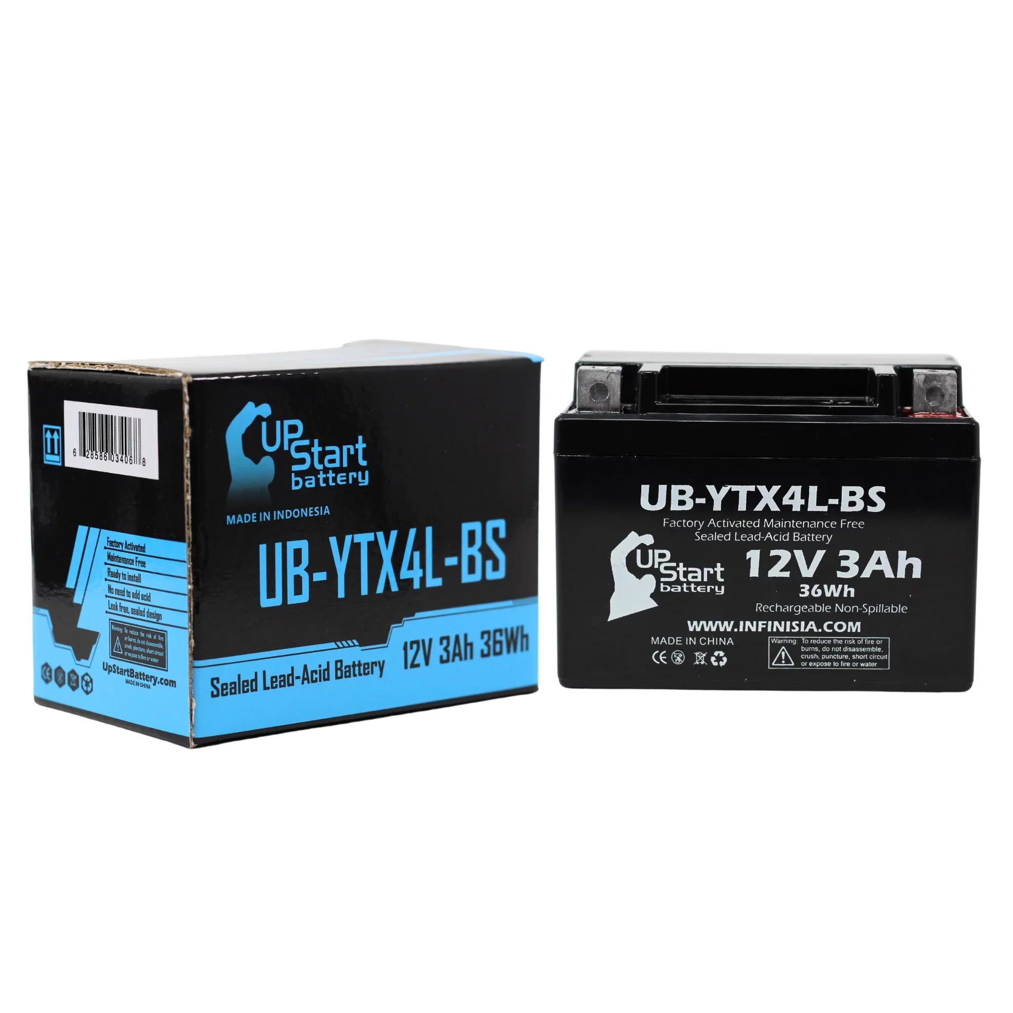 Replacement 2002 Bombardier (Can-Am) DS50, Quest 50CC Factory Activated, Maintenance Free, ATV Battery - 12V, 3Ah, UB-YTX4L-BS