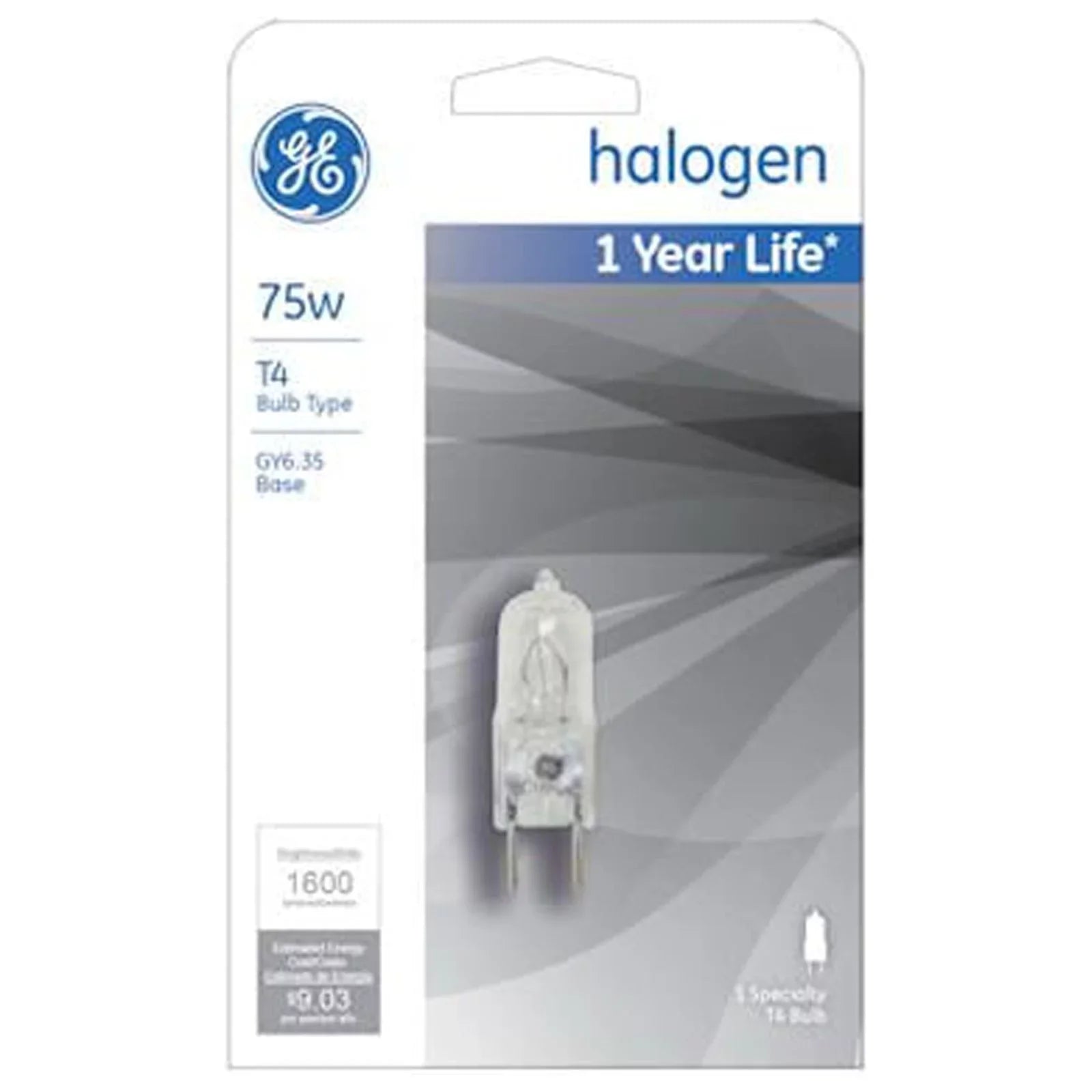 GE 19377 T4 Quartz Halogen Lamp, 75 Watt - Quantity 5