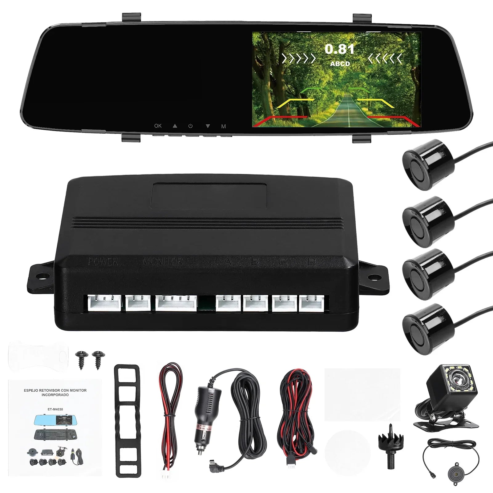 Shinysix Dash Camera,4.3 Inch Screen 4 Reverse Radars Camera 4.3 Inch Dash Camera Rear Dual Camera Dual Camera 4.3 Reverse Radars Rear Inch Screen Support 1080P DVR Dash Radars Rear Dual Reco
