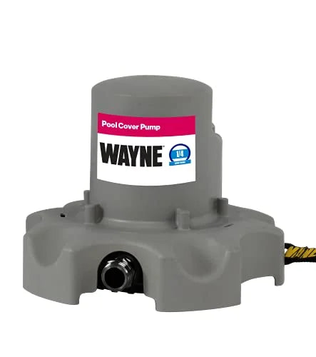 Wayne WPCP250 57735-WYN1 1/4 HP Automatic Pool Cover Pump with Magnetic Float S and 25 FT Pull-to-Shore Rope, Gray
