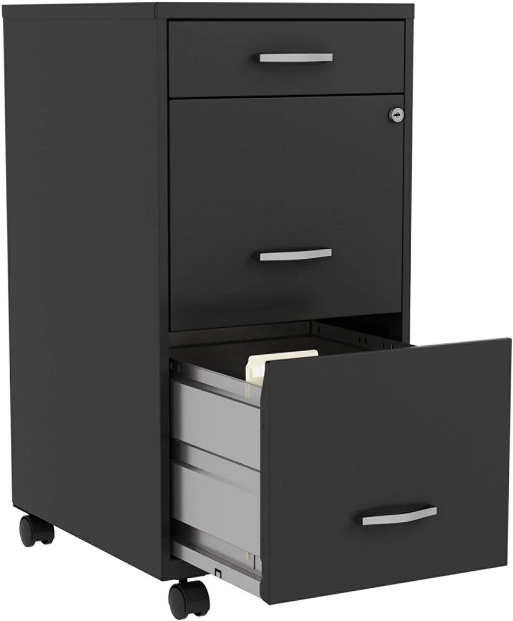 HYHBIBOOM LYS SOHO Box/File/File 3-Drawer Mobile File Cabinet  Black  14.3" x 18" x 29.5"