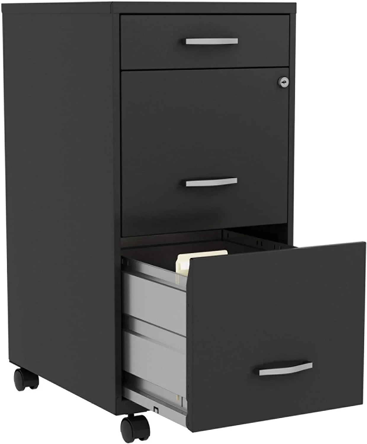 HYHBIBOOM LYS SOHO Box/File/File 3-Drawer Mobile File Cabinet  Black  14.3" x 18" x 29.5"