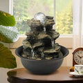CoSoTower 8.3inches Rock Cascading Tabletop Water Fountain with LED Lights & Crystal Ball for Home Office Bedroom Relaxation