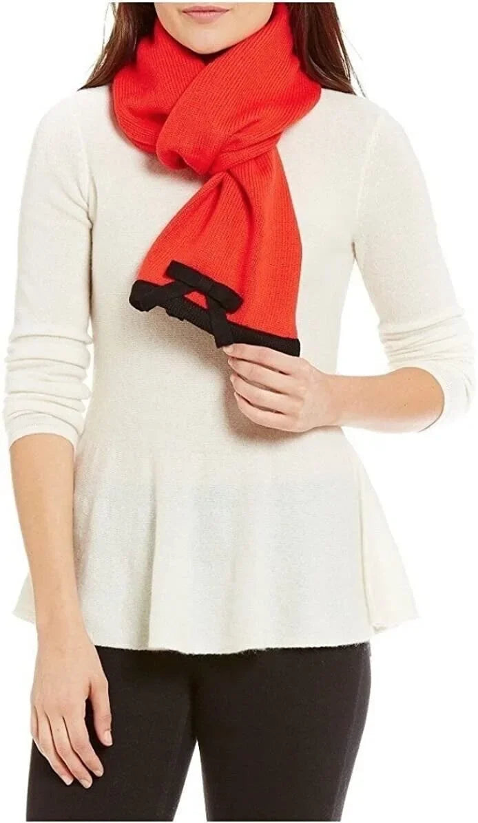 Kate Spade New York Women's Contrast Bow Muffler Persimmon Grove
